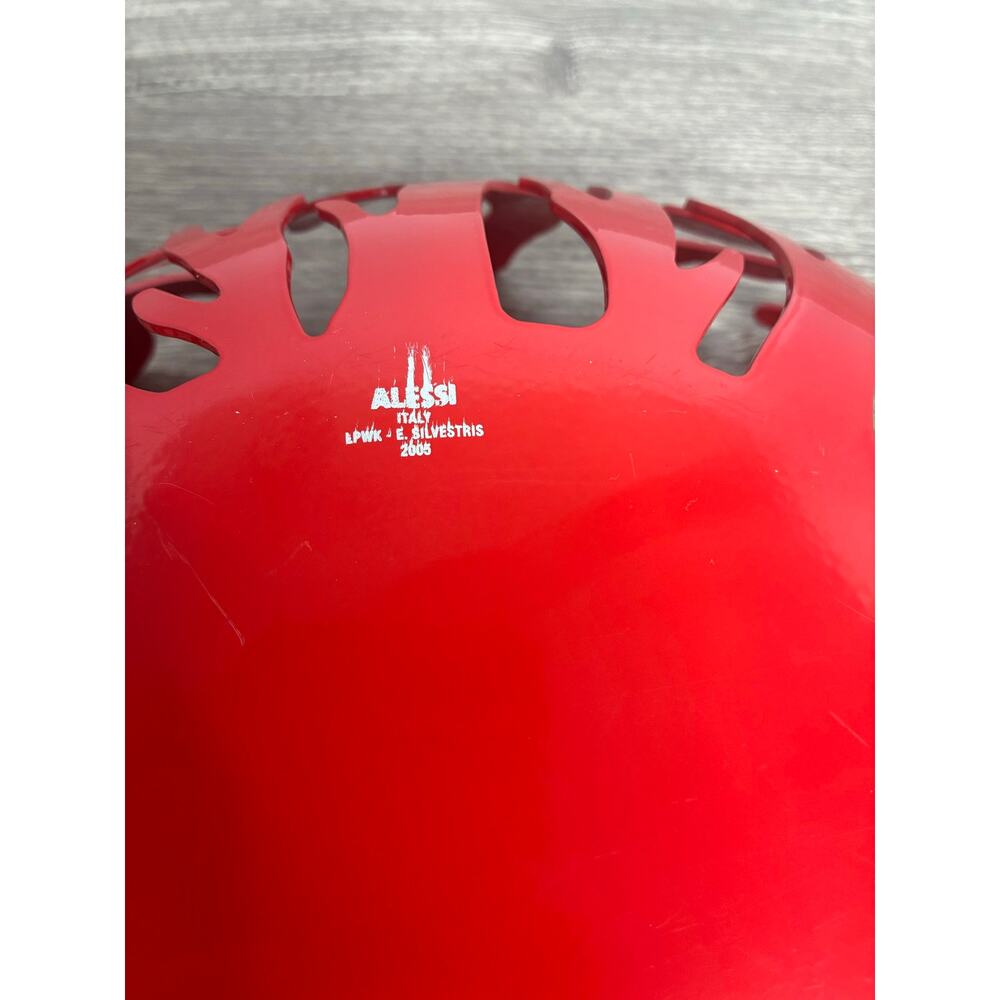 Alessi Mediterraneo Red Stainless Steel Coral Fruit Bowl 11" Italy - Picture 5 of 8